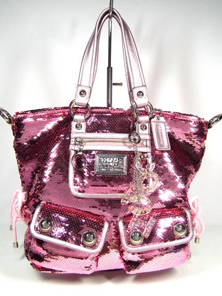 coach poppy pink sequin purse