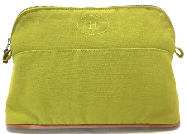 楽天市場 新品同様 エルメス ポーチ ボリード ボリードポーチ ２５ キャンバス ｈｅｒｍｅｓ グリーン 黄緑 コットン 化粧ポーチ コスメポーチ 小物入れ ラージポーチ 中古 ブランディール楽天市場店