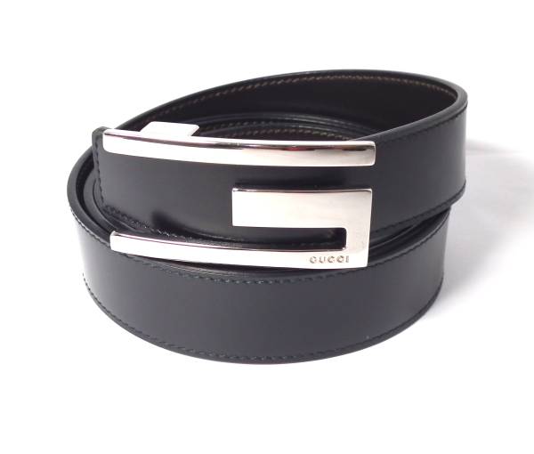 Gucci belt men black black leather 110cm genuine leather G buckle GUCCI beauty product