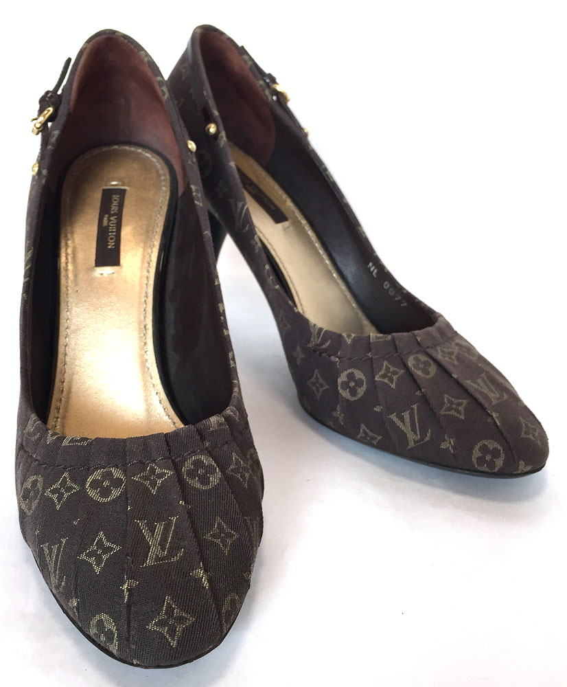 【楽天市場】ルイヴィトン モノグラムミニ パンプス レディース シューズ ＃39 ピンヒール ブラウン LV ロゴ 25cm 女性用 靴