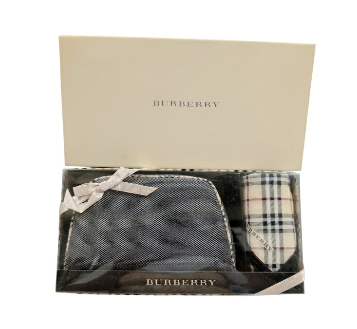 未使用 バーバリー ポーチ ハンカチ セット キャンバス チェック レディース BURBERRY ギフト プレゼント 【中古】|ブランディール店