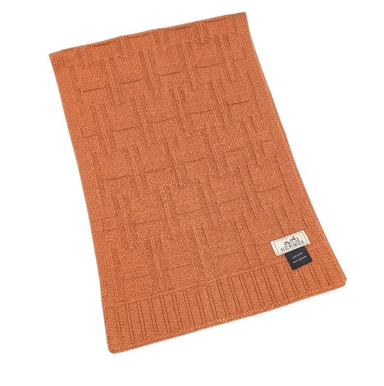 新品同様 エルメス マフラー ブラウン H柄 カシミヤ 100% ショート メンズ レディース 差し込みマフラー HERMES Hデザイン カシミア 【中古】|ブランディール店