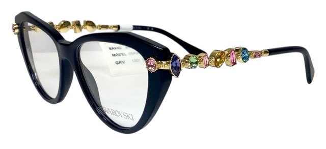 未使用 スワロフスキー メガネ 眼鏡フレーム SK2047 ブラック　黒 ストーン SWAROVSKI 石　ラインストーン ピンク ゴールド レディース 女性向け 伊達眼鏡 メガネフレーム　めがね　【中古】