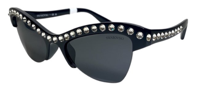 未使用 スワロフスキー サングラス 大粒ストーン SK6043 ブラック　黒　クリスタル ストーン SWAROVSKI 石　ラインストーン レディース フォーマル　【中古】｜ブランディール店