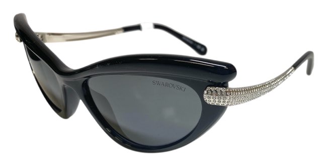 未使用 スワロフスキー サングラス キャットアイ キャッツアイシェイプ SK6038 クリスタル　ブラック　黒 ストーン SWAROVSKI 石　ラインストーン シルバー レディース 女性向け 【中古】