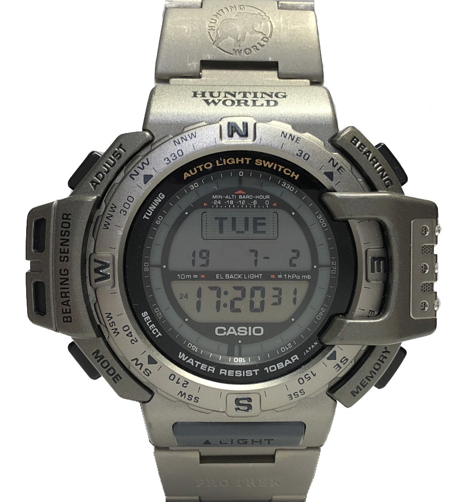 【楽天市場】カシオ 時計 プロトレック ハンティングワールド PRT‐420 メンズ 紳士用 チタン グレー 腕時計 メンズウォッチ 軽量