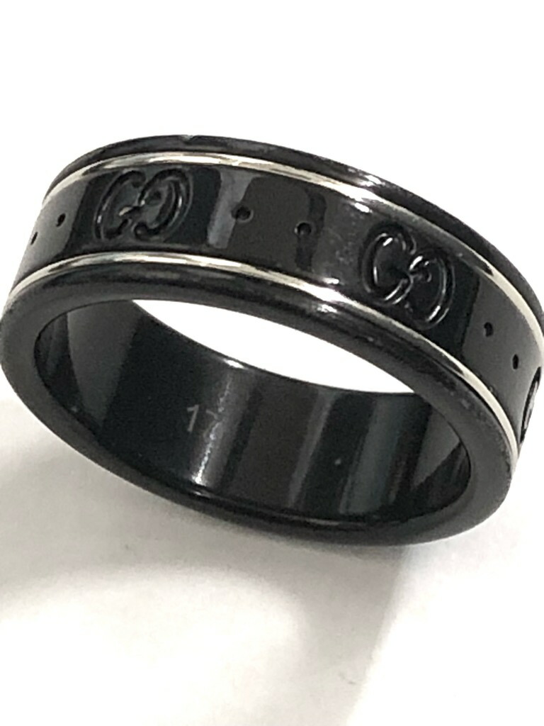 k18 グッチ アイコン コランダム リング 指輪 ブラック 19 アイコン グッチ GUCCI アイコン リング ブラック コランダム 225985