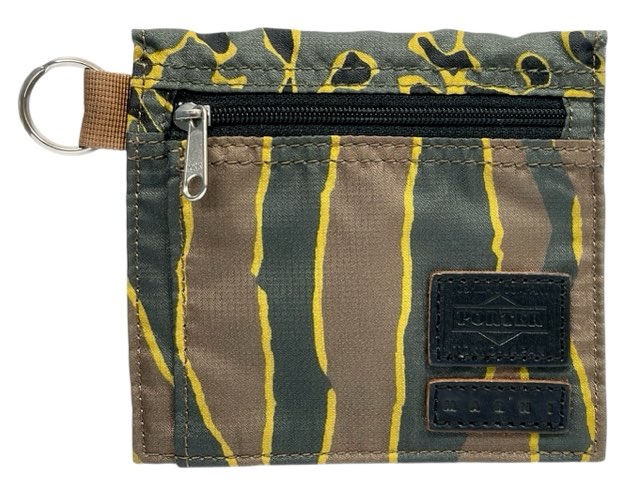 ポーター マルニ　コラボ　財布 コインケース ポーチ　小銭入れ　カードケース　柄　ストライプ　カーキ ナイロン グリーン　MARNI　PORTER　メンズ　レディース　【中古】 10,440円