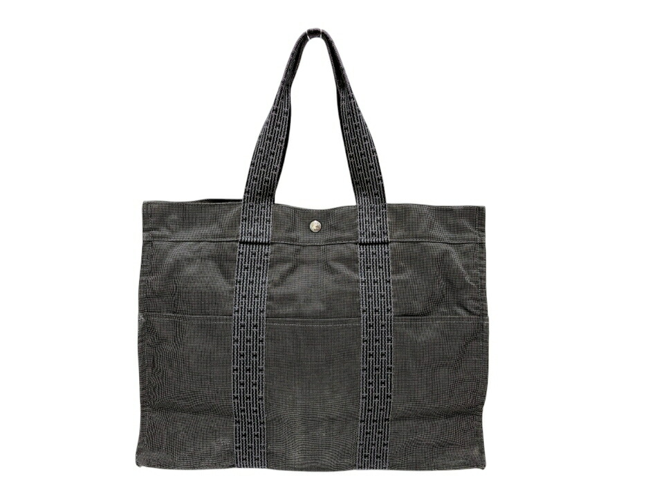 エルメス エールライン 大きめ トートバッグ ＧＭ グレー キャンバス トート HERMES メンズ レディース 【中古】