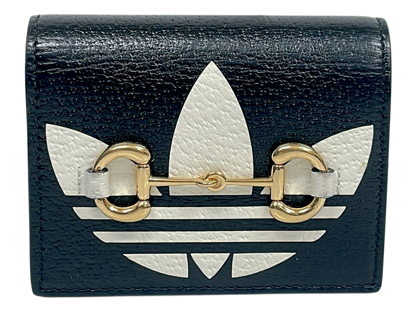 グッチ アディダス GUCCI adidas コラボ 財布 カードケースウォレット コンパクト ミニ財布 ブラック 黒 ビット　レザー 702248 メンズ レディース 【中古】 41,470円