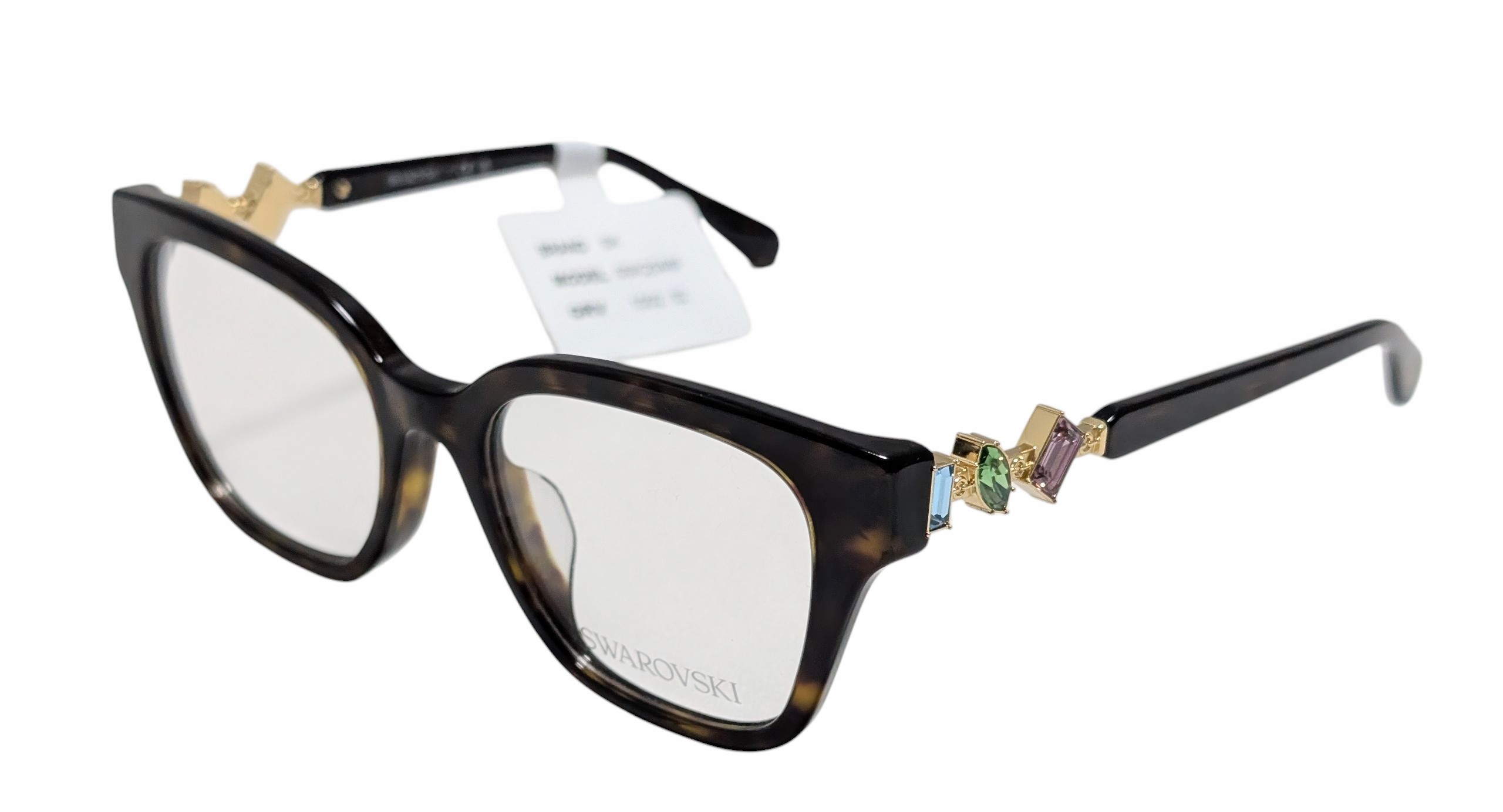 未使用 スワロフスキー メガネ 眼鏡フレーム SK2048 べっ甲柄　クリスタル ストーン SWAROVSKI 石　ラインストーン レディース 女性向け 伊達眼鏡 メガネフレーム　めがね 【中古】