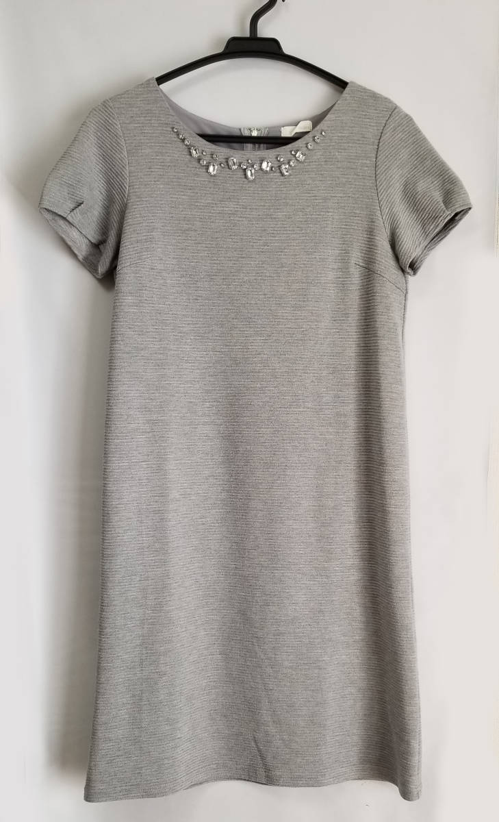 楽天市場 秋冬素材 インデックス ｉｎｄｅｘ ワンピース レディース グレー 半袖 ビジュー ｍ 美品 中古 ブランディール楽天市場店