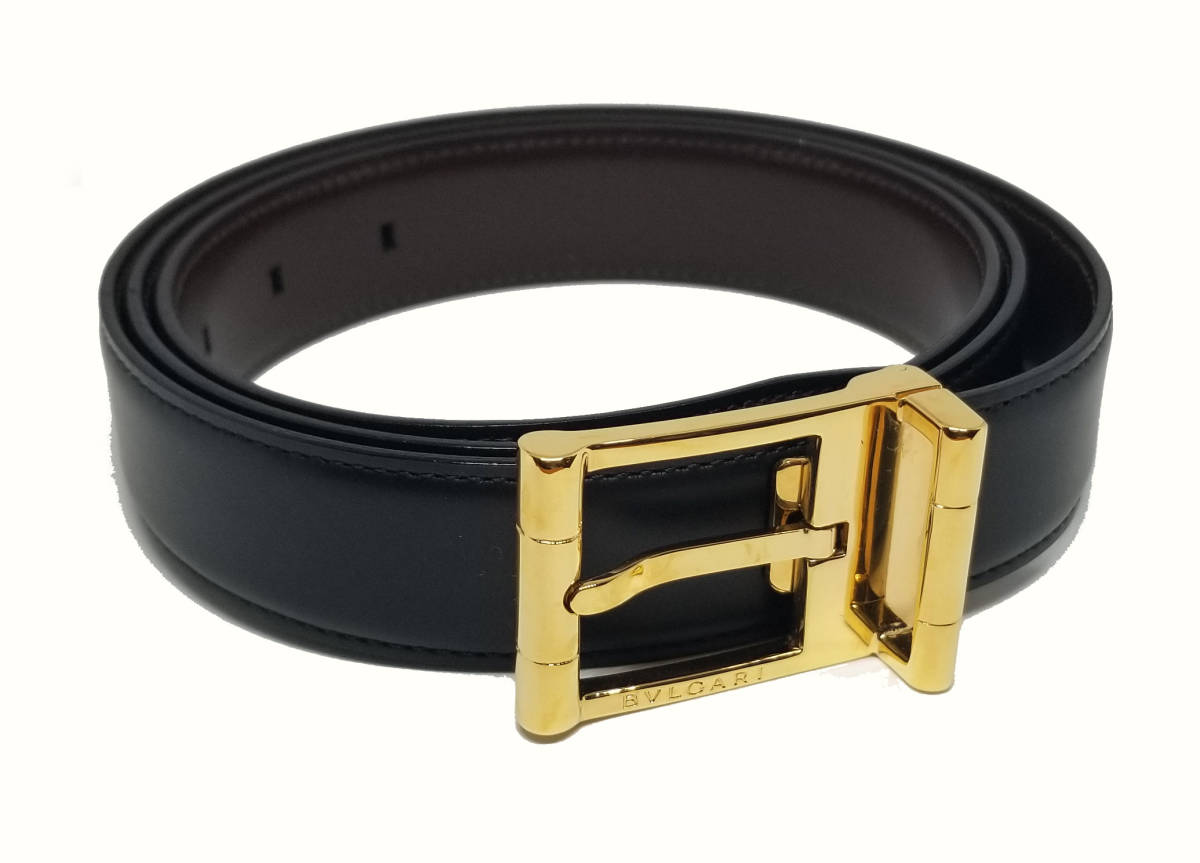 超人気高品質 未使用 ブルガリ ベルト メンズ 紳士用 リバーシブル ゴールドバックル ゴールド ロゴ 最大113ｃｍ カット可 Bvlgari 中古 G Kalnica Eu