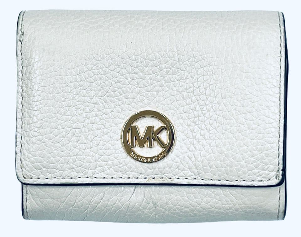 マイケルコース 財布 ホワイト アイボリー 三つ折り財布 二つ折り財布 Michael Kors レザー 【中古】|ブランディール店