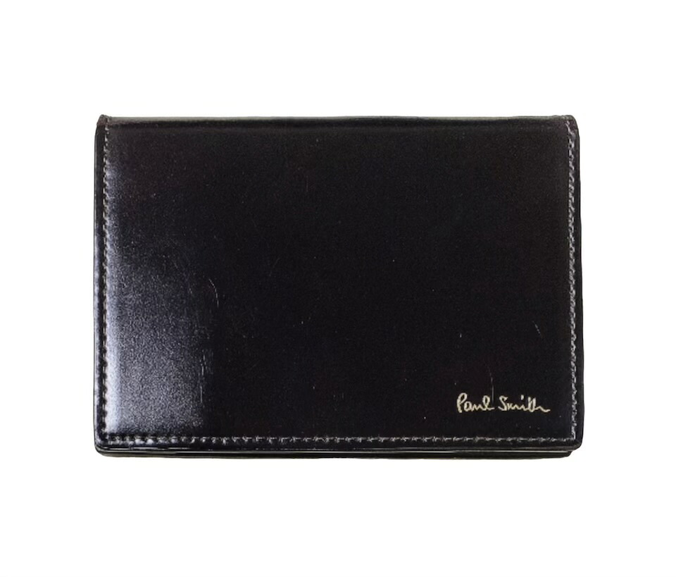 未使用　ポールスミス パスケース　定期入れ　ブラック　黒　レザー 牛革 カードケース　二つ折り　Paul Smith メンズ PSC773【中古】｜ブランディール店