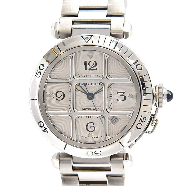 カルティエ 時計 メンズ パシャ グリッド 38mm 自動巻 シルバー文字盤 ステンレス Cartier W31040H3 中古