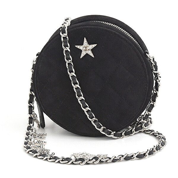 シャネル バッグ レディース マトラッセ ラウンド ミニ チェーンショルダー ココスター ラインストーン スエード ブラック CHANEL 中古|BrandMax