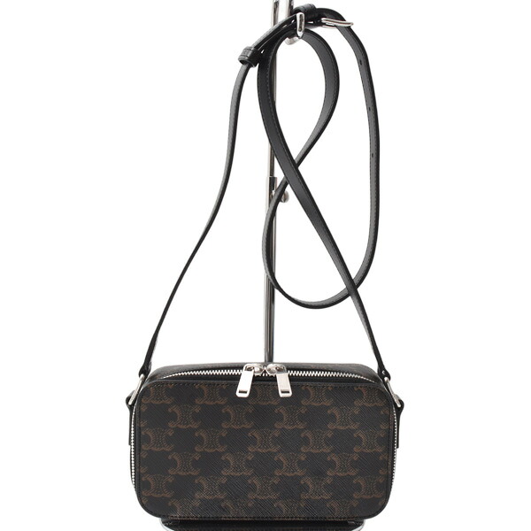 セリーヌ バッグ ユニセックス ミニメッセンジャーボックス ショルダー トリオンフキャンバス×カーフスキン ブラック CELINE 114902EVJ 中古