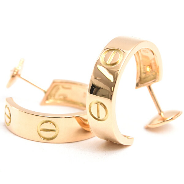 楽天市場】カルティエ フープピアス K18WG ダイヤ1P ラブピアス