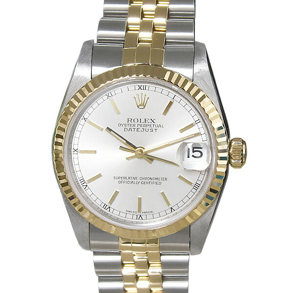 ロレックス 時計 ユニセックス デイトジャスト31 自動巻 A番 シルバー文字盤 SS×YG ROLEX 78273 中古|BrandMax