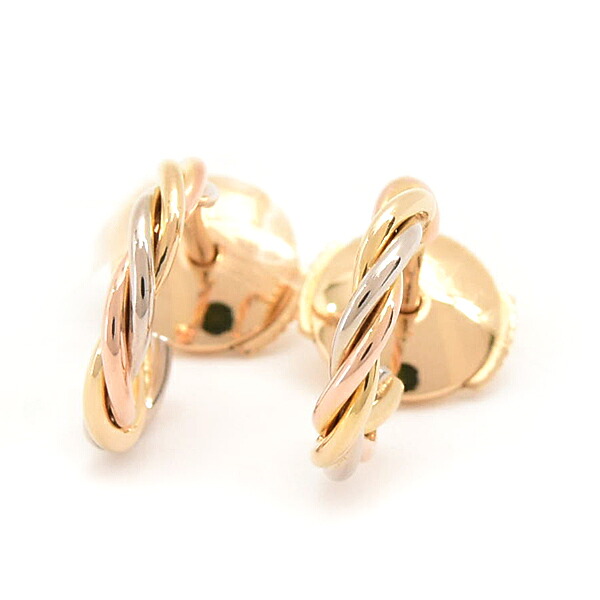 カルティエ ピアス レディース トリニティ ツイスト フープピアス ゴールド Cartier 750YG&times;WG&times;PG 中古｜ＢｒａｎｄＭａｘ