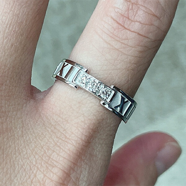 ティファニー 指輪 メンズ アトラスリング ダイヤモンド 3ポイント 白いことゴールド 15号 Tiffany Atlas 750wg 中古 Angliaacademy Com