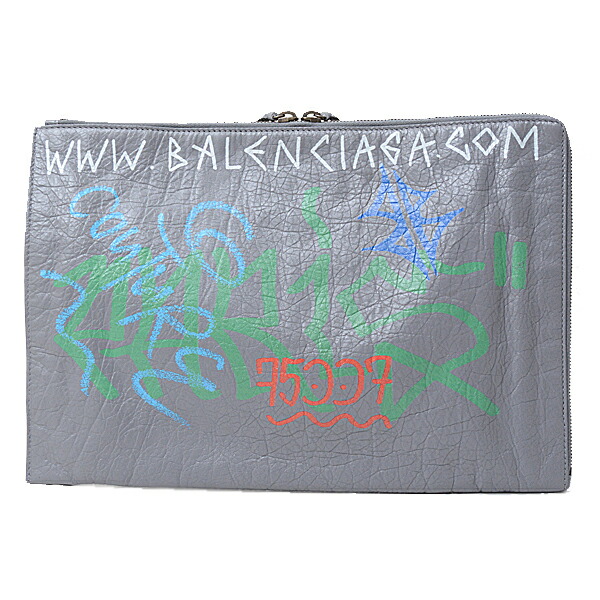 定番人気 バレンシアガ バッグ レディース メンズ ユニセックス シティーグラフィティ クラッチバッグ レザー グレー 灰色 Balenciaga Fucoa Cl