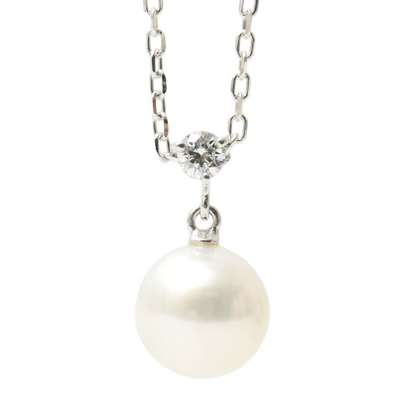 ミキモト ネックレス レディース 一粒パール ダイヤモンド ネックレス パール8.2mm K18 MIKIMOTO 中古｜ＢｒａｎｄＭａｘ