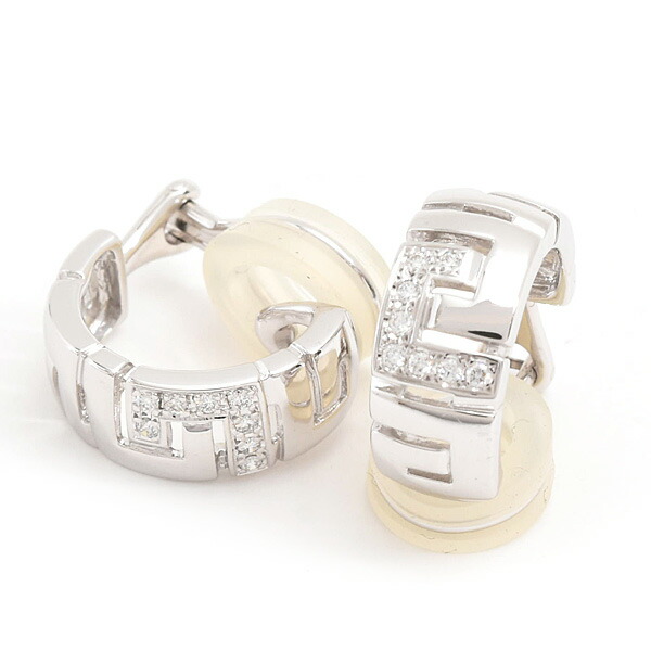 ミキモト イヤリング レディース ダイヤ フープ D0.07ct×2 ホワイトゴールド K18WG MIKIMOTO 中古|BrandMax