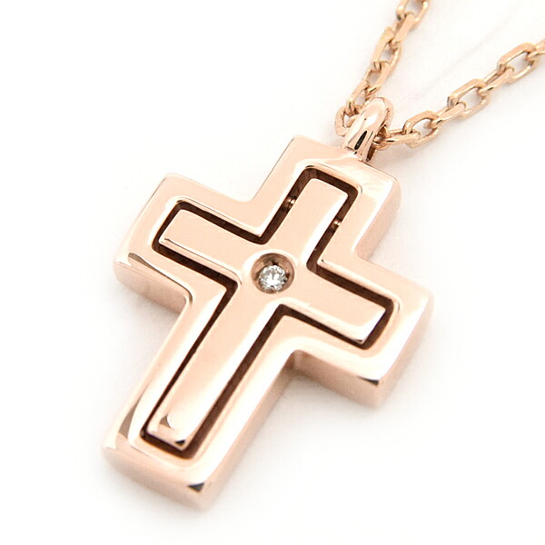 ダミアーニ ネックレス レディース JAL限定 ベルエポック 1Pダイヤ クロス ペンダント ピンクゴールド DAMIANI 375PG K9PG 中古|BrandMax