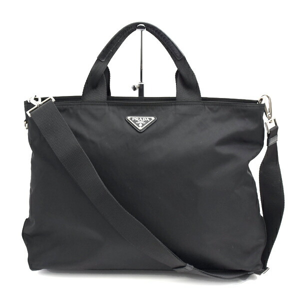 プラダ レディース メンズ テスート ハンドバック ショルダーバッグ 2WAY ナイロン 黒いこと PRADA 中古
