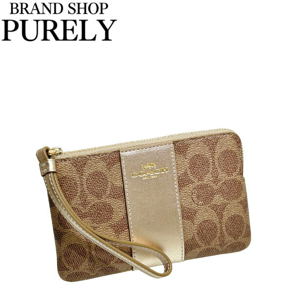 COACH コーチ ポーチ財布 ラージリストレット トープ ベージュ