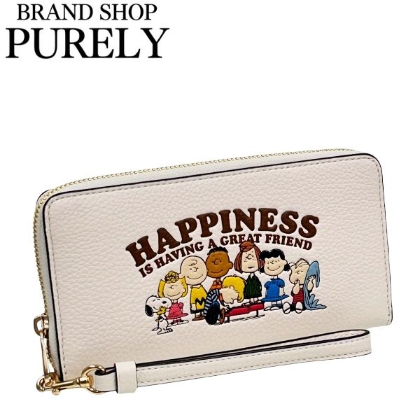 coachスヌーピー 二つ折り財布ルーシー　CBN89 COACH コーチ X ピーナッツ コラボ 2025新作 ルーシー プリント