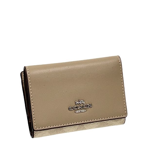 安心の国内発送 コーチ 財布 レディース COACH 折り財布 シグネチャー マイクロ ウォレット CW804 SVPWH サンド×トープ WWW