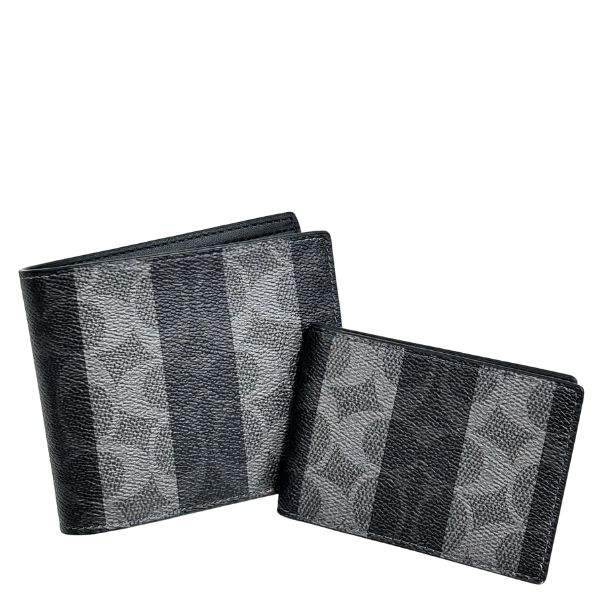 楽になることの国内送りとどける コーチ職 札入れ メンズ COACH 折り札入れ 名書き 縞模様 3インチ1 ウォレット CEB95 ON1 黒いこと×薄墨色 MMM