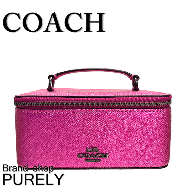 コーチ COACH 小物 アクセサリーポーチ レディース アウトレット レザー コスメティック ボックス メタリック F37568 QBO2F ﾋﾟﾝｸﾁｪﾘｰ コーチ COACH レディース WWW