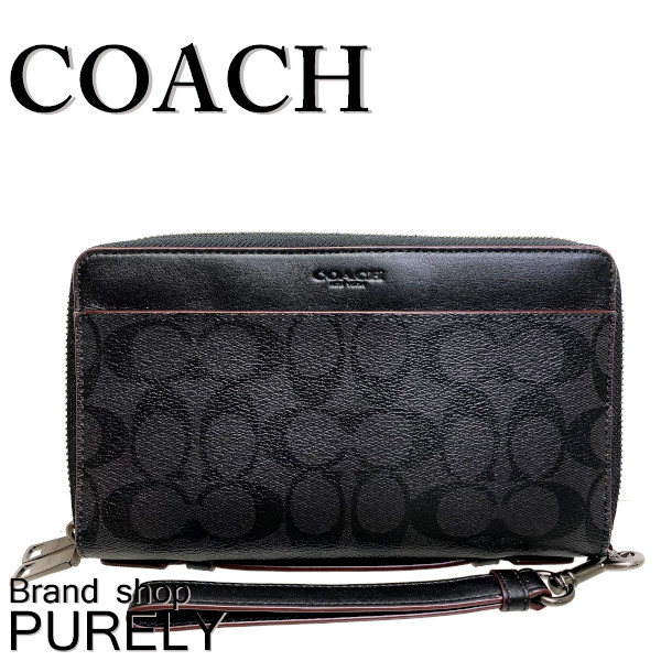 楽になることの国内送りとどける コーチ職 札入れ 御徒面子 メンズ COACH レディース 名書き ダブル ジップ まとめ役 F67626 N3A 黒いこと×オックスブラッド MMM