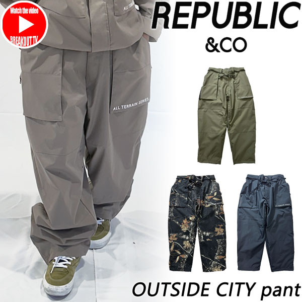 25-26 REPUBLIC\u0026CO/民主政治 OUTSIDE CITY pant 着付ける明らかにする映像 メンズ レディース 雨合羽ズボン下 スノーボードお召しもの スノーウェアー 2026 スポーツ・アウトドア-ロングパンツ
