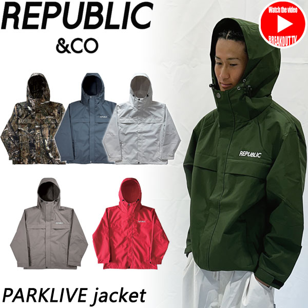 【SS人並み外れた通貨価値】25-26 REPUBLIC\u0026CO/民主国家 PARKLIVE jacket 着付ける明らかにする映像 メンズ レディース 雨合羽上衣 スノーボード御召しもの スノーウェアー 2026