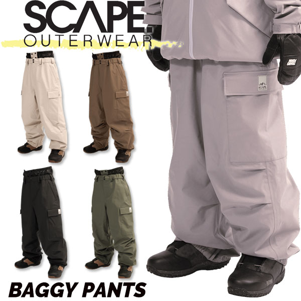 25-26 SCAPE/逃げ失せる BAGGY pant 着付ける明らかにする映像 メンズ レディース 雨合羽ズボン下 スノーボード御召しもの スノーウェアー 2026