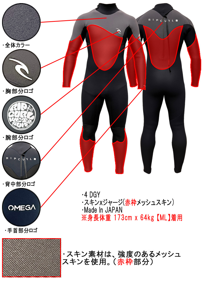 22-23 RIPCURL OMEGA SERIES BACK ZIP Q30-630 リップカール オメガ