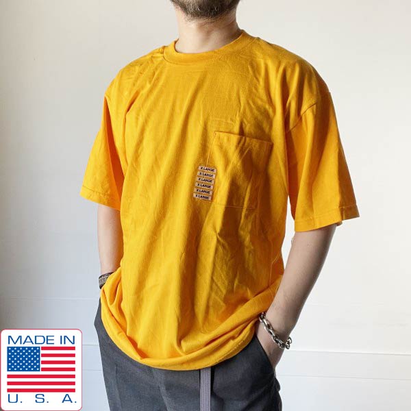 新品 90s USA製 20/20 SPORT 半袖 隠し ティーシャツ 黄味がかった系 XL 綿織物 片ポケ 亜米利加製 デッド店卸し資産 D149【メンズ】【通信販売】【BTSX】