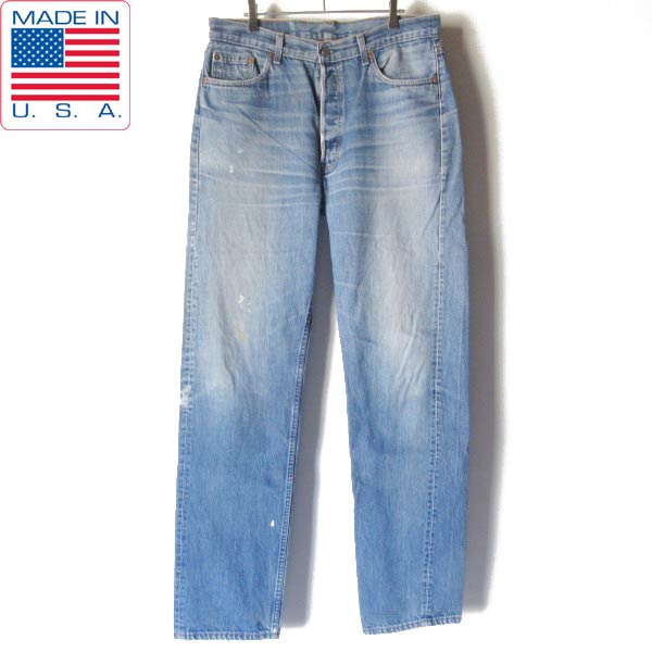 1992年製 USA製 リーバイス 501 激ヒゲ 美アタリ ペンキ ジーンズ 実寸W35 L34.5 Levi's ジーパン 90s アメリカ製 ビンテージ D151【中古】【古着】【メンズ】【通販】【BPL】