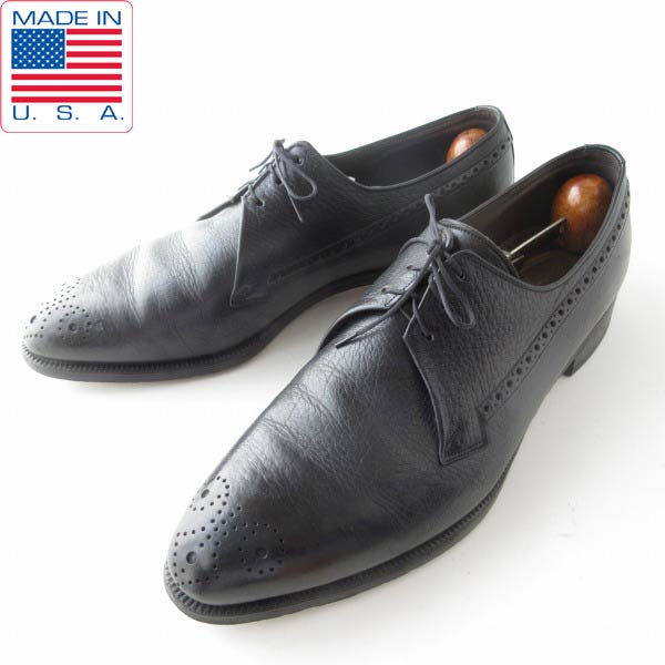 70s～ USA製 FREEMAN メダリオンチップ 黒 9D 27cm ブラック シューズ アメリカ製 ビンテージ D151【中古】【靴】【メンズ】【通販】【BSM】｜古着屋 BRIDGE