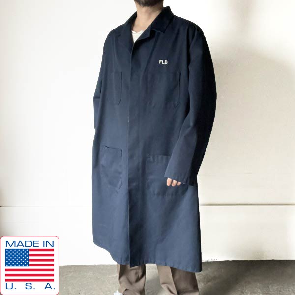 USA製 RED KAP 企業物 両面刺繍入り ショップコート 紺系 48-RG XL程度 レッドキャップ ネイビー アメリカ製 D151【中古】【古着】【メンズ】【通販】【BTOX】