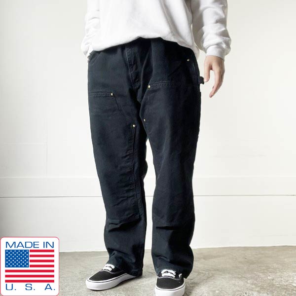USA製 カーハート Carhartt B01 W38L34 ダブルニー BLK