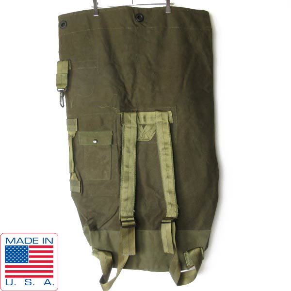 新品 80s USA製 実物 米軍 USステンシル キャンバス ダッフル リュック 緑系 ダッフルバッグ ビンテージ デッドストック D152