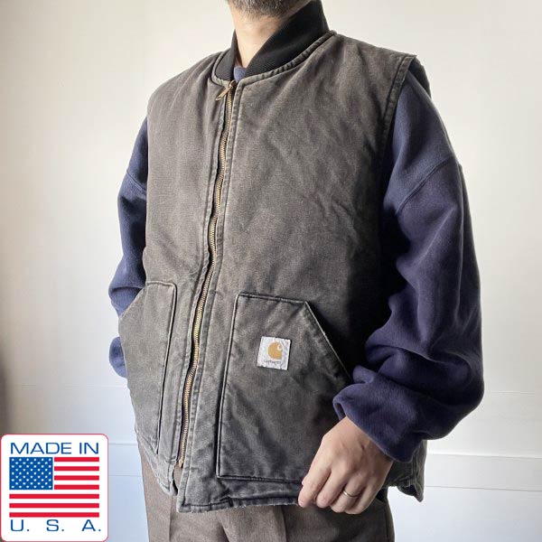carhartt カーハート【L】ダックベスト 裏ボア フェード ブラック 黒 楽天市場】US企画 人気 黒 □ カーハート 裏 ボア パイル