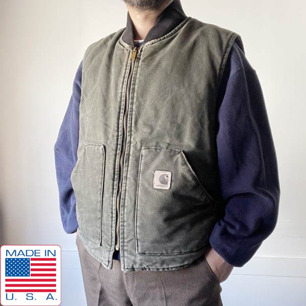 90s VINTAGE CARHARTT カーハート ダックベスト XL Carhartt カーハート 90s メキシコ製 ボア ダック ベスト ベージュ系