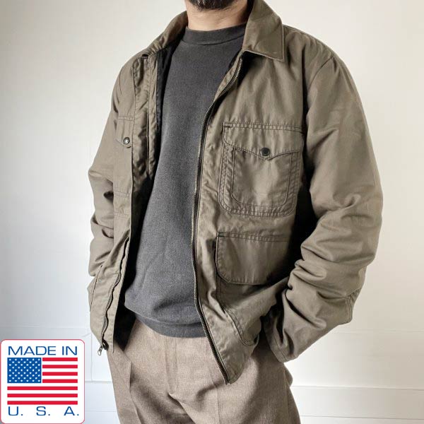 美品 USA製 FILSON ワックス コットン ジャケット L 緑系 BELL BOMBER フィルソン アメリカ製 オイルド ティンクロス D152【中古】【古着】【メンズ】【通販】【BTOL】